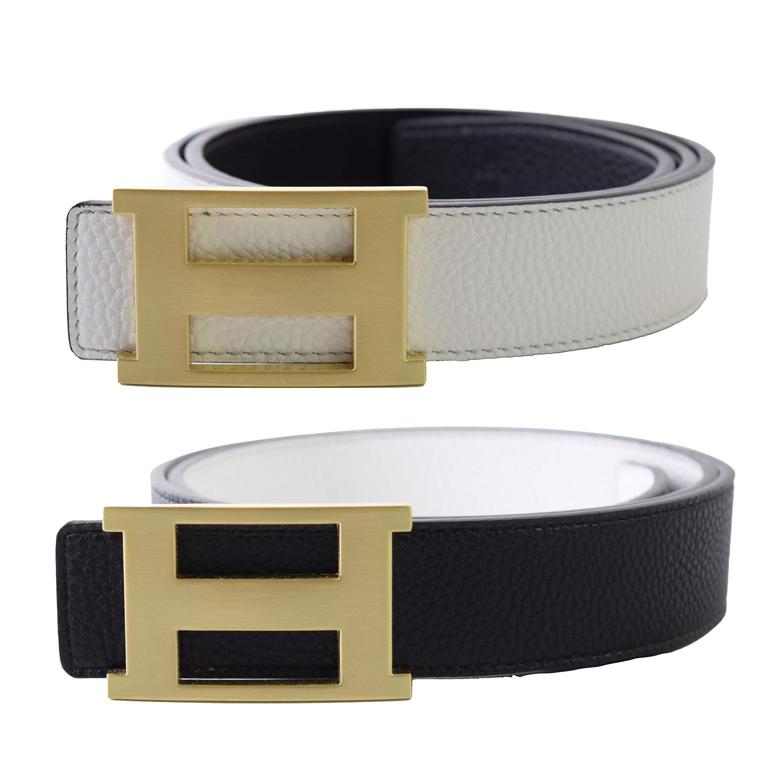 3944 Unisex Genuine Leather Casual Dress Belt With Buckle And Reversible